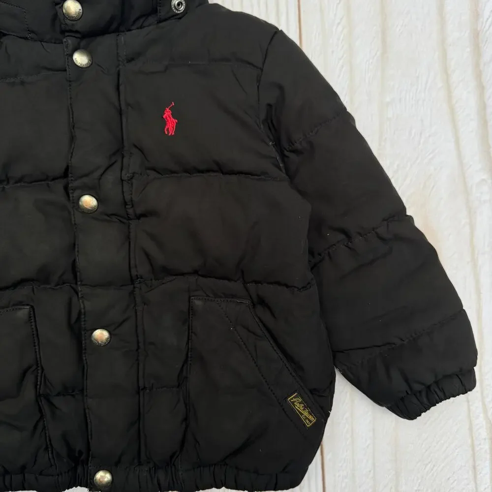 Polo Ralph Lauren Boys Toddler 3T Puffer Down Jacket Black ***No Hood***